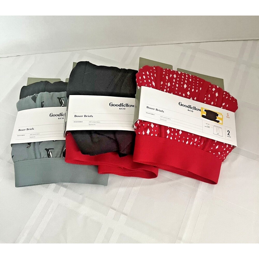 Men’s Goodfellow & Co Boxer Briefs Underwear Size Small 30-31 Red Black 5 Pair